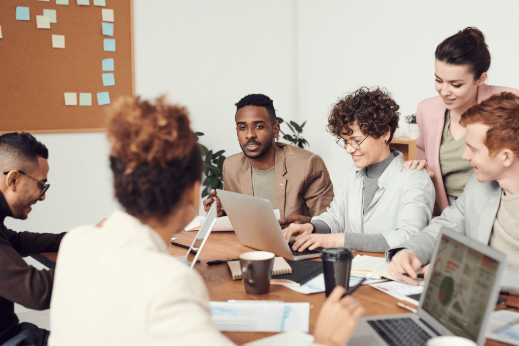 Group of people collaborating at work